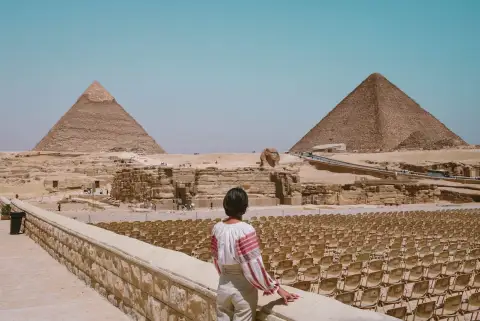 The Pyramids of Giza at sunset, one of the Seven Wonders of the Ancient World on an Egypt heritage tour with LABUSA Travel