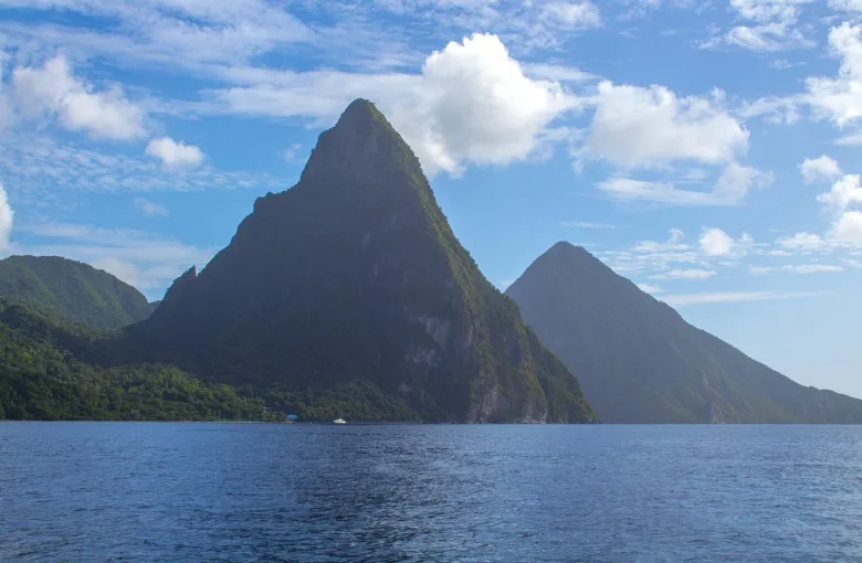 Pitons, two volcanic spires named Gros Piton