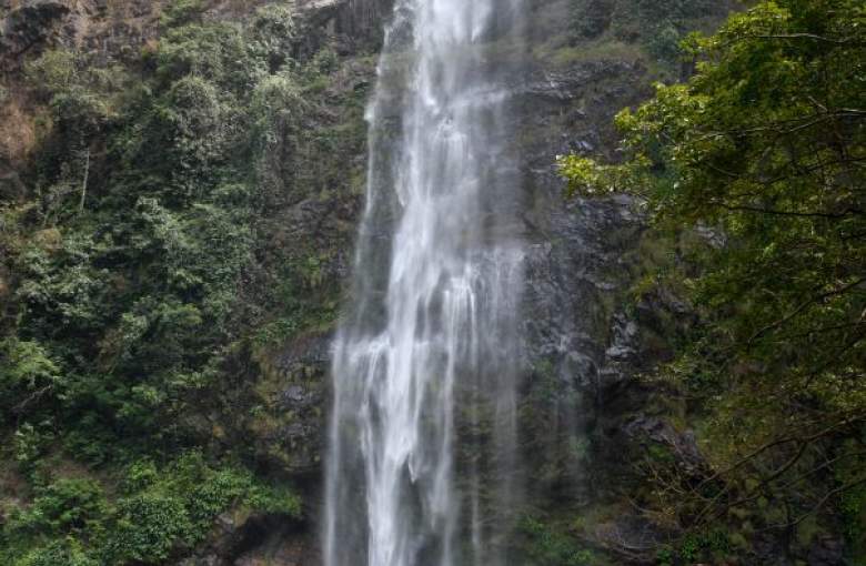 Wli Waterfalls in the Volta Region of Ghana, the highest waterfall in West Africa and a popular nature travel destination